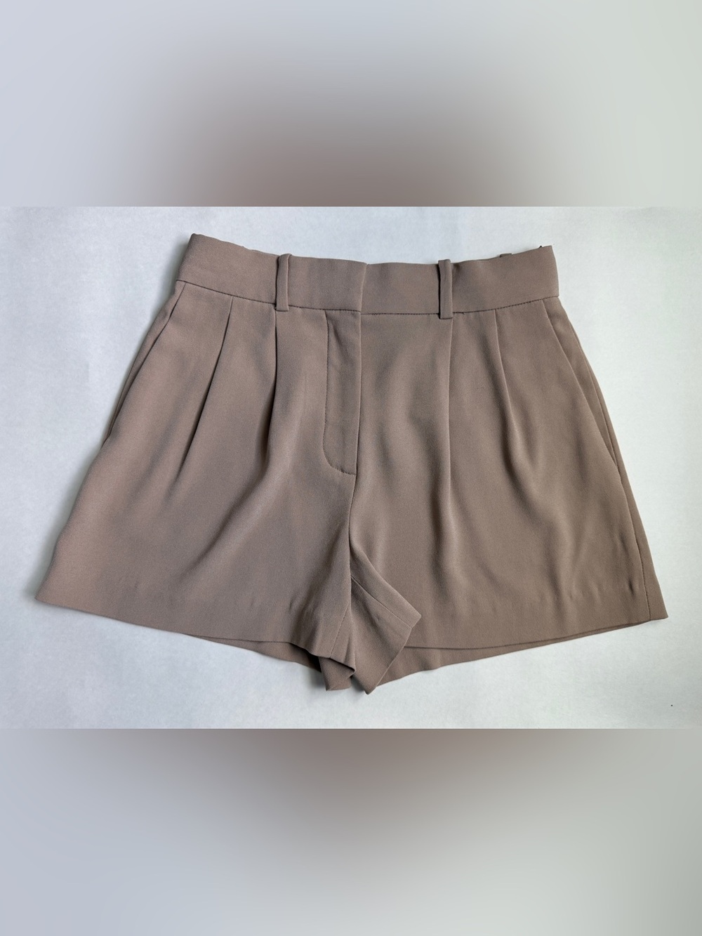 Aritzia Babaton High-Waist Pleated Tailored Shorts in Taupe Size 0